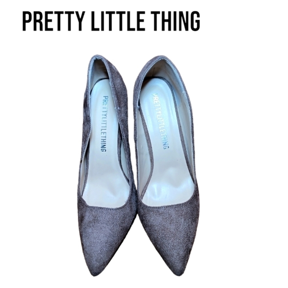 Pretty little thing brown suede heels size 8